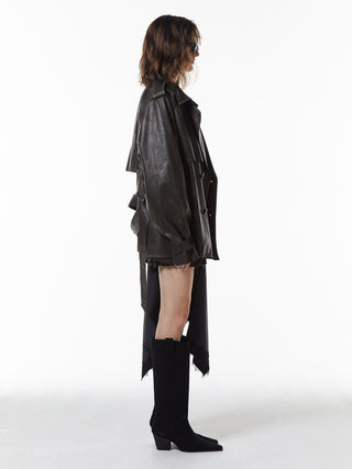FAUX LEATHER TRENCH JACKET