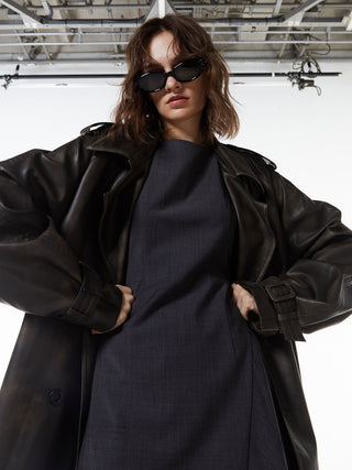 FAUX LEATHER TRENCH JACKET
