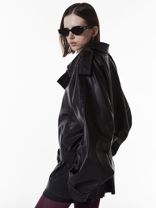 FAUX LEATHER TRENCH JACKET