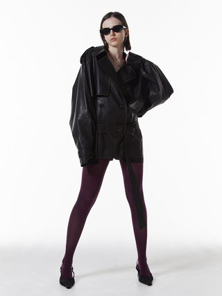 FAUX LEATHER TRENCH JACKET
