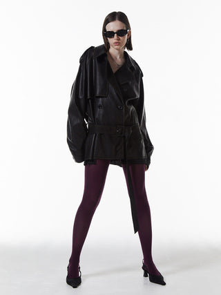 FAUX LEATHER TRENCH JACKET