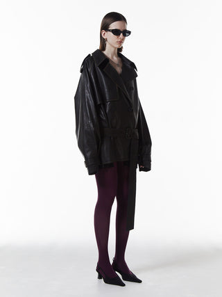 FAUX LEATHER TRENCH JACKET