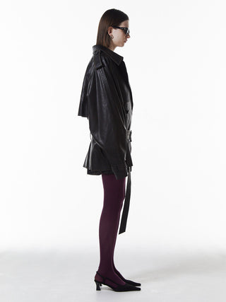FAUX LEATHER TRENCH JACKET