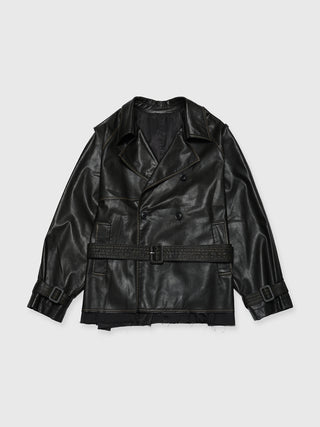 FAUX LEATHER TRENCH JACKET