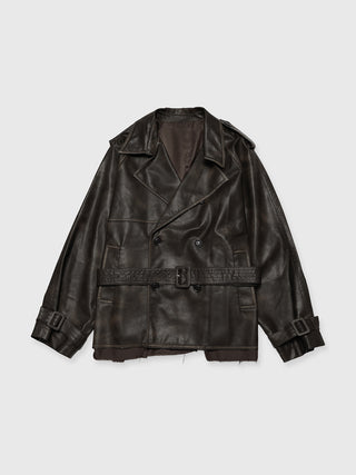 FAUX LEATHER TRENCH JACKET