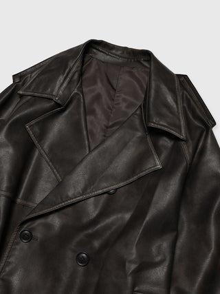 FAUX LEATHER TRENCH JACKET