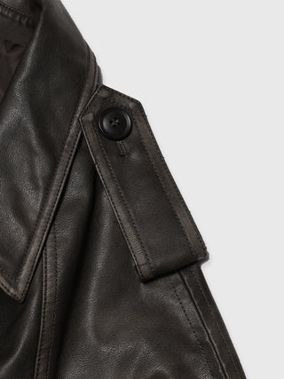 FAUX LEATHER TRENCH JACKET