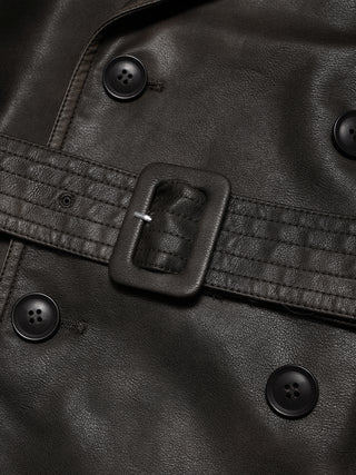 FAUX LEATHER TRENCH JACKET