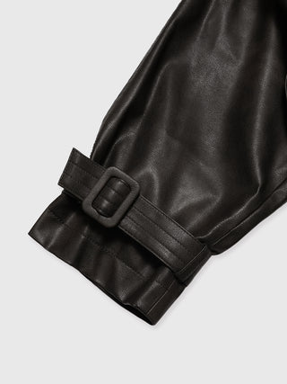 FAUX LEATHER TRENCH JACKET