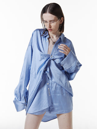 JOSEMOON SATIN STRIPE SHIRT