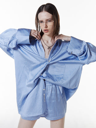 JOSEMOON SATIN STRIPE SHIRT