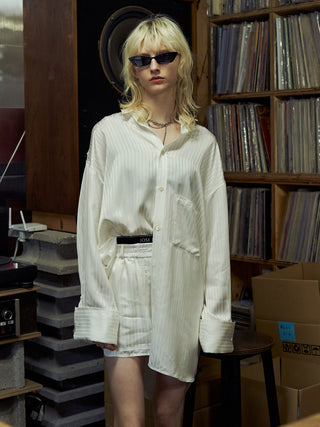 JOSEMOON SATIN STRIPE SHIRT
