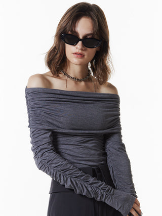 GATHER OFFSHOULDER LONG TOPS