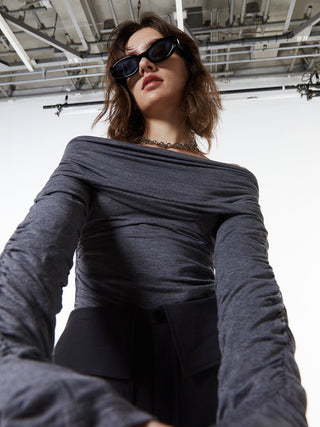 GATHER OFFSHOULDER LONG TOPS