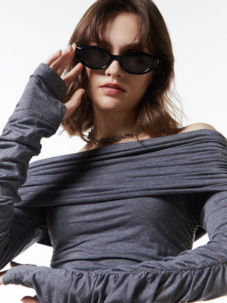 GATHER OFFSHOULDER LONG TOPS