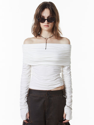 GATHER OFFSHOULDER LONG TOPS