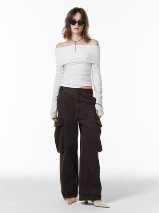 GATHER OFFSHOULDER LONG TOPS