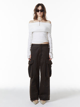 GATHER OFFSHOULDER LONG TOPS