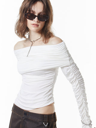 GATHER OFFSHOULDER LONG TOPS