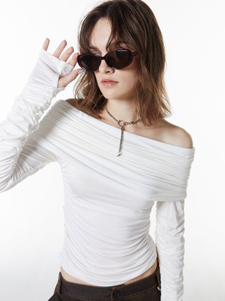 GATHER OFFSHOULDER LONG TOPS