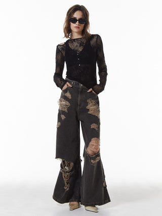 SLIT CUTTING LACE TOPS
