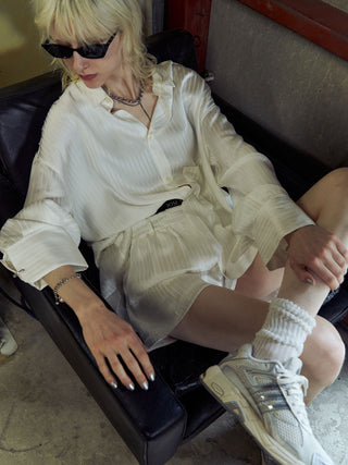 JOSEMOON SATIN STRIPE SHORT PANTS