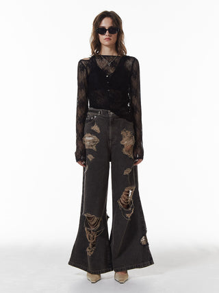 ZIP DAMAGE DENIM