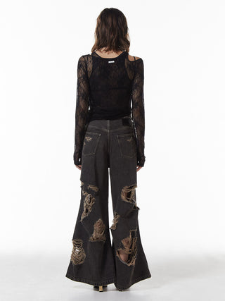 ZIP DAMAGE DENIM