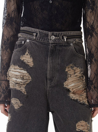 ZIP DAMAGE DENIM
