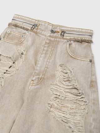 ZIP DAMAGE DENIM