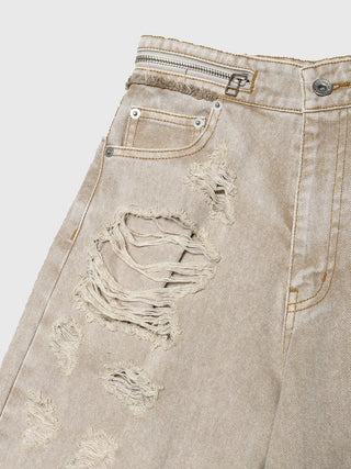 ZIP DAMAGE DENIM