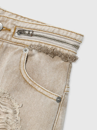 ZIP DAMAGE DENIM
