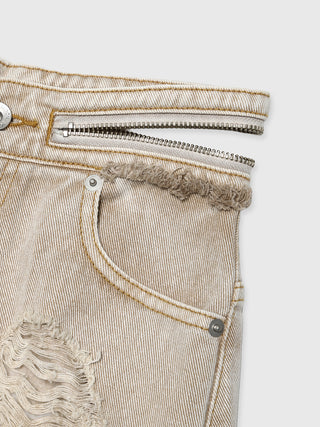 ZIP DAMAGE DENIM
