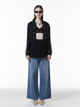 JOSEMOON JERSEY PLEATED SKIRT