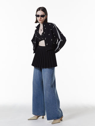 JOSEMOON JERSEY PLEATED SKIRT