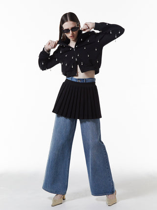JOSEMOON JERSEY PLEATED SKIRT