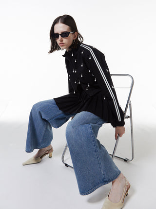 JOSEMOON JERSEY PLEATED SKIRT