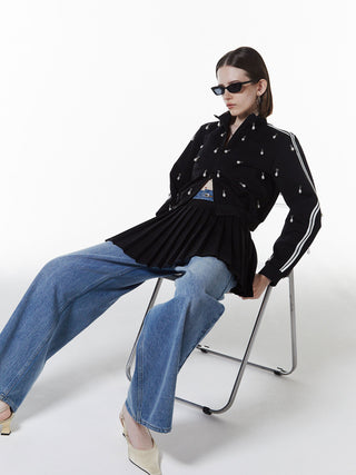 JOSEMOON JERSEY PLEATED SKIRT