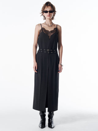 LACE TRIM WOOL DRESS