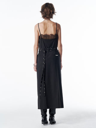 LACE TRIM WOOL DRESS