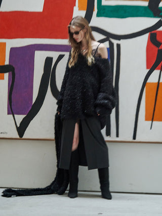 LACE TRIM WOOL DRESS