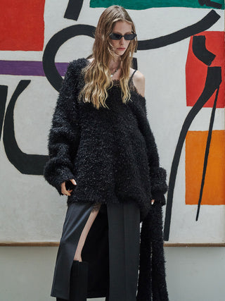 LACE TRIM WOOL DRESS