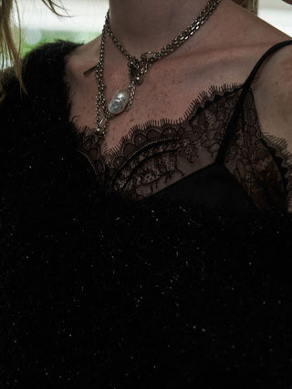 LACE TRIM WOOL DRESS