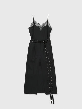 LACE TRIM WOOL DRESS