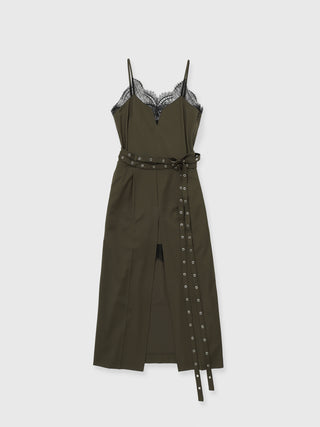 LACE TRIM WOOL DRESS