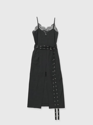 LACE TRIM WOOL DRESS