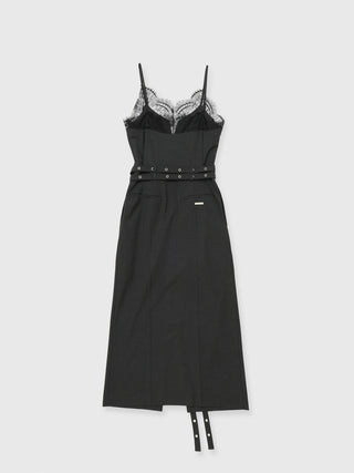 LACE TRIM WOOL DRESS