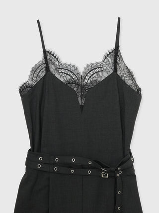 LACE TRIM WOOL DRESS