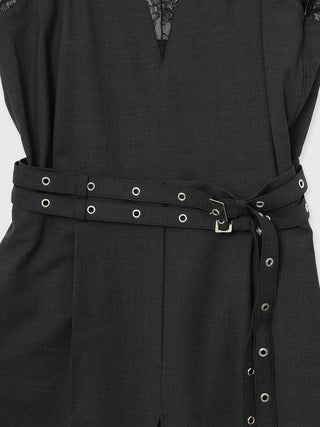 LACE TRIM WOOL DRESS