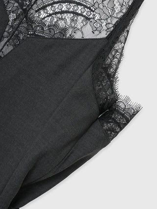 LACE TRIM WOOL DRESS